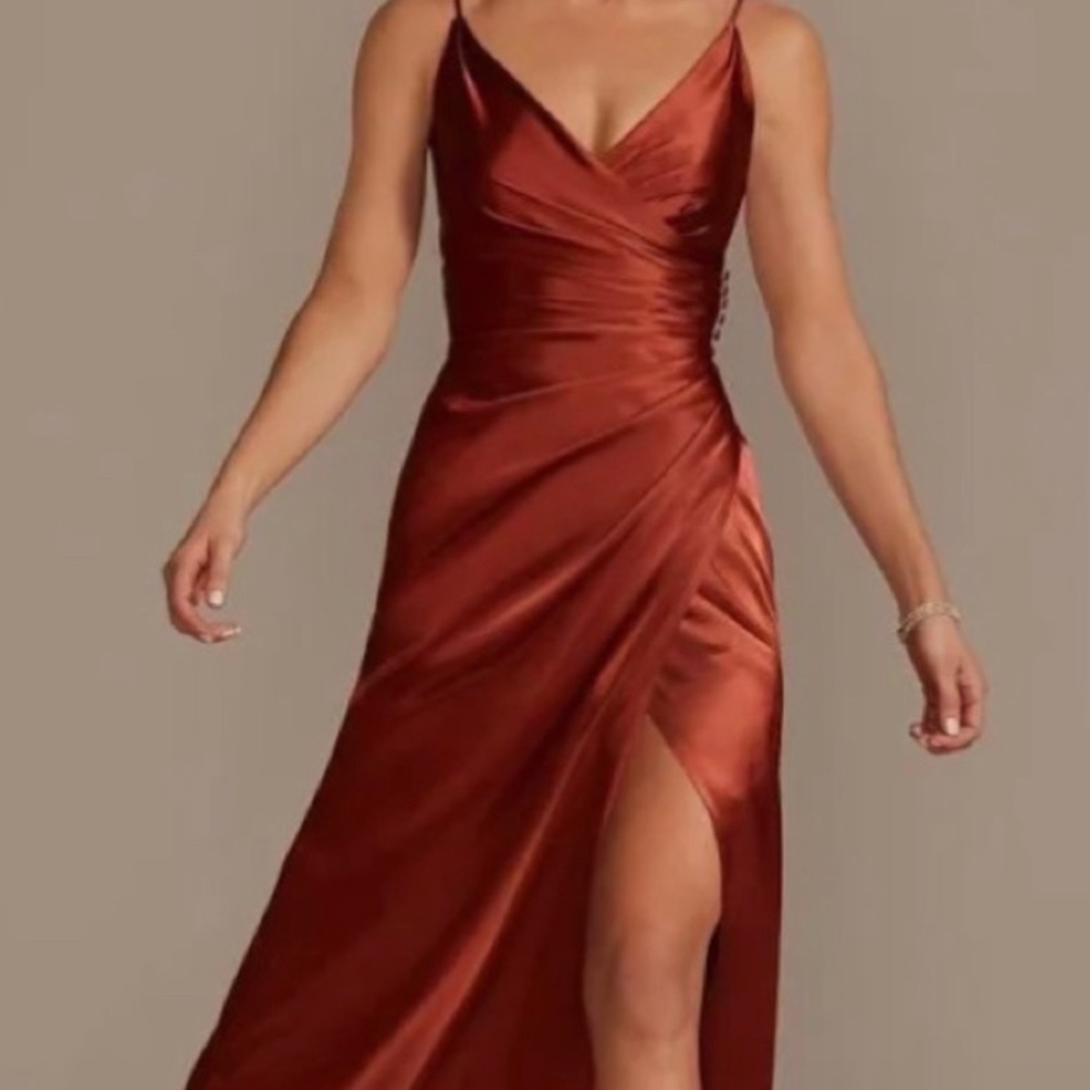 Galina Signature Charmeuse Draped Strappy Bridesmaid Dress